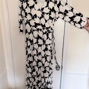 Cato Black and White Floral Long Sleeve Dress